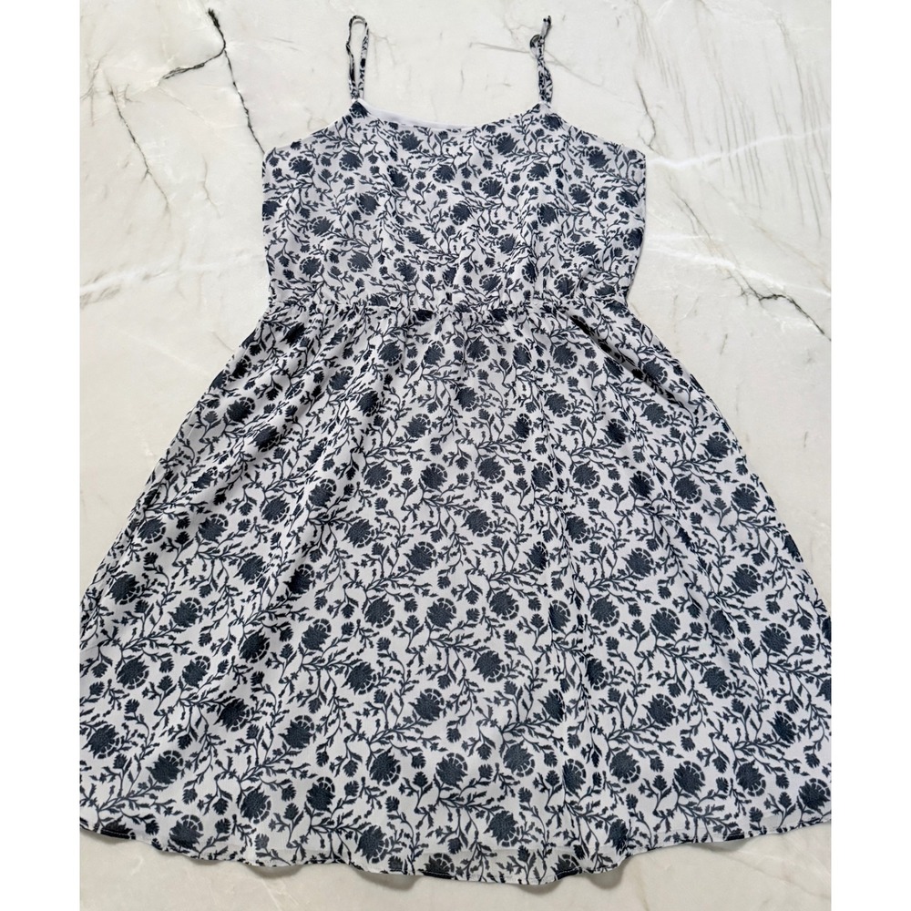 Ann Taylor LOFT Petites Floral Spaghetti Strap Dress Navy White MP MPetite - Picture 10 of 10